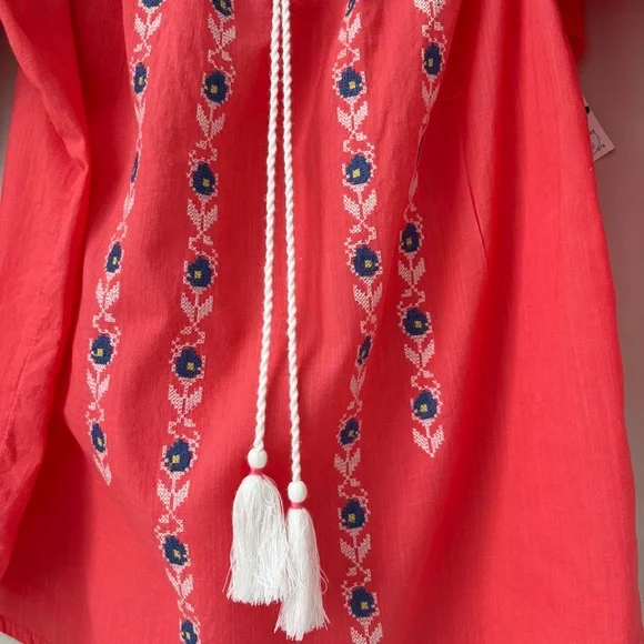 Abercrombie & Fitch Sz S 100% Cotton Embroidered Off-Shoulder Long Sleeve Top - Picture 2 of 8